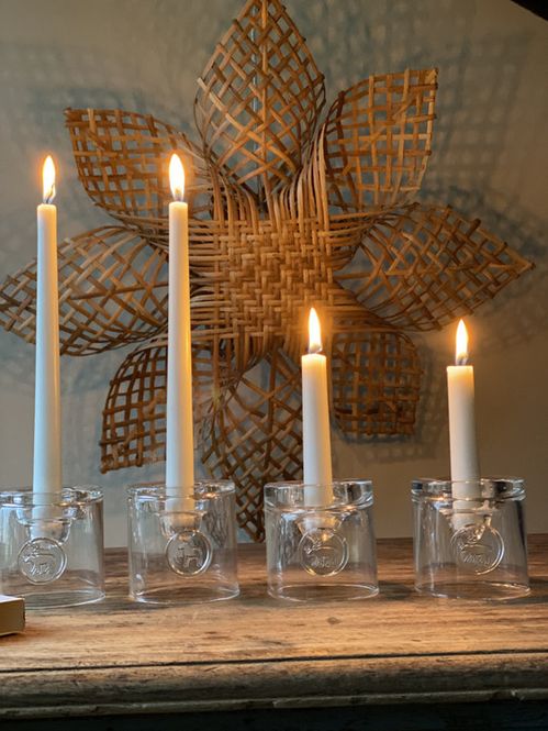 Hovedbilde lysestake i glass med rein